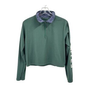 Barre III All Time Cropped Pullover Green Quarter ZipActivewear Top Sz Small
